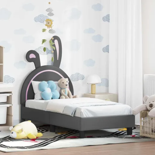 Estructura de Cama Para Niños Pequeños Con Cabecera Gris Claro