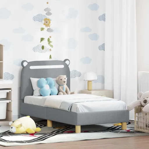 Estructura de Cama Para Niños Pequeños Con Cabecera Gris Claro