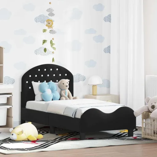 Estructura de Cama Para Niños Pequeños Con Cabecera Negro