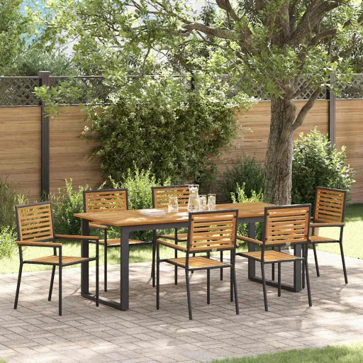 Conjunto de Comedor de Jardín   Negro (7 pcs)