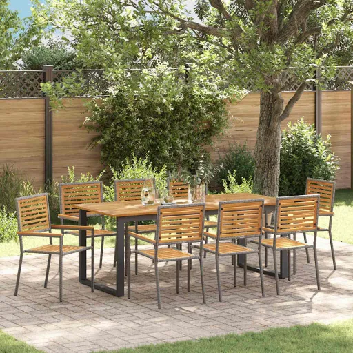 Conjunto de Comedor de Jardín   Gris (9 pcs)