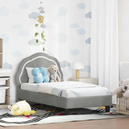 Estructura de Cama Para Niños Pequeños Con Cabecera Gris Claro
