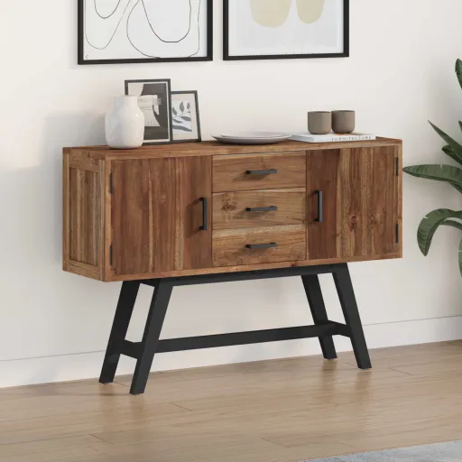 Soporte de TV Natural 110 x 30 x 75 cm Madera de Teca Maciza