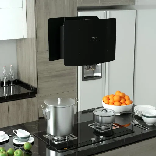 Campana Extractora Colgante Táctil LCD Vidrio Templado