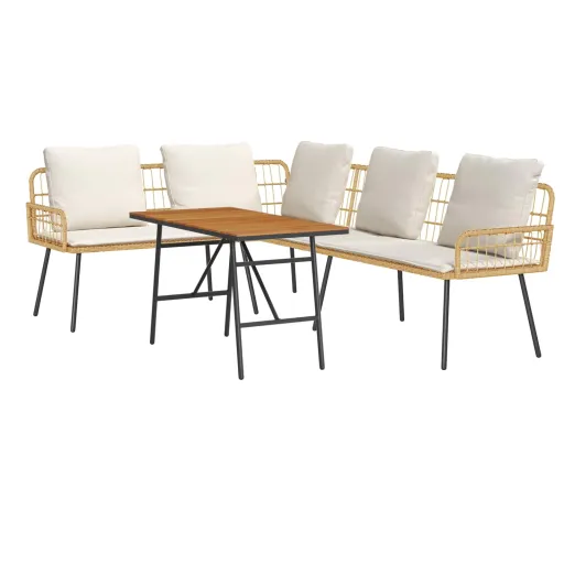 Conjunto de Sofás de Jardín   Beige Ratán Sintético (2 pcs)