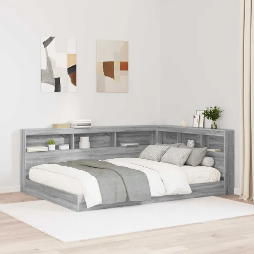 Cabecera de Almacenamiento Con Estante Gris Sonoma 160 cm