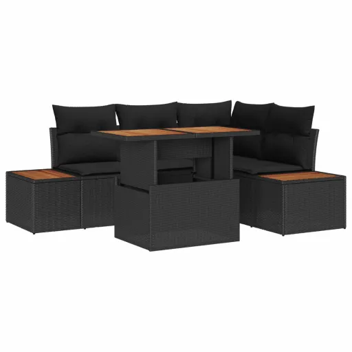 Conjunto de Comedor de Jardín Con Cojín   Negro y Marrón (5 pcs)
