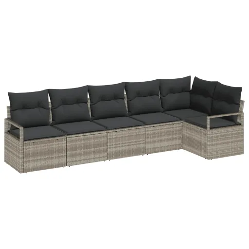 Conjunto de Sofás de Jardín   Gris Claro Ratán Sintético (6 pcs)