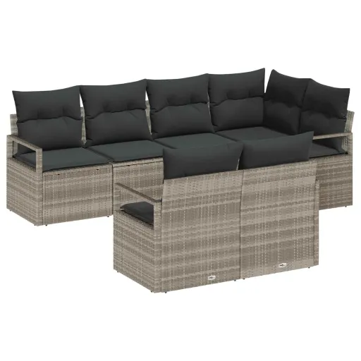 Conjunto de Sofás de Jardín   Gris Claro Ratán Sintético (7 pcs)