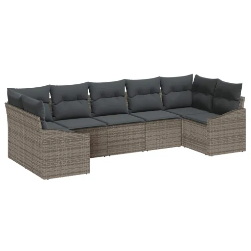 Conjunto de Sofás de Jardín   Gris Ratán Sintético (7 pcs)
