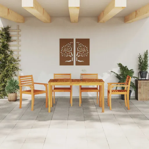 Conjunto de Comedor de Jardín   Marrón (5 pcs)