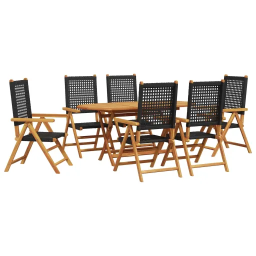Conjunto de Comedor de Jardín   Negro (7 pcs)