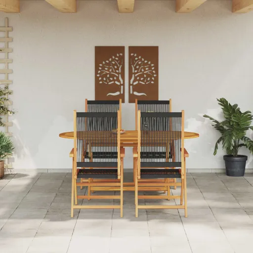 Conjunto de Comedor de Jardín   Negro (5 pcs)