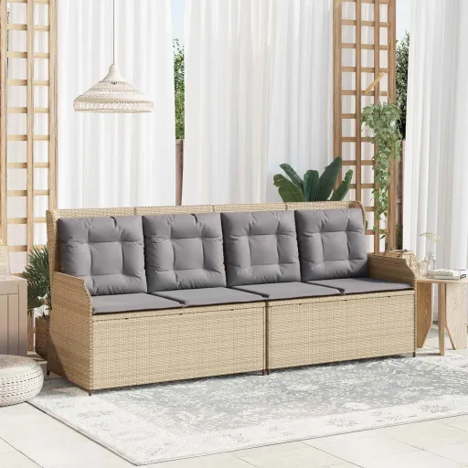 Banco de Jardín Beige Ratán Sintético