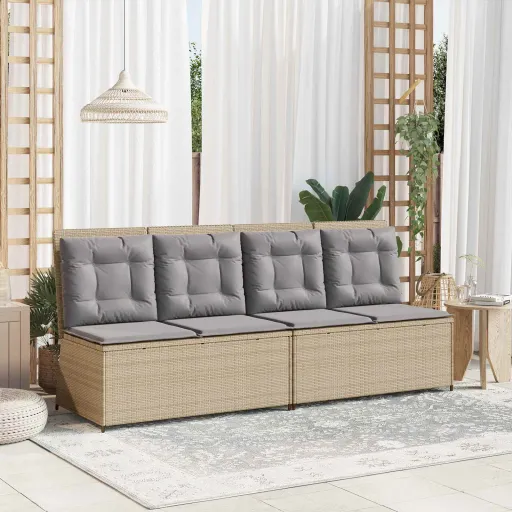 Banco de Jardín Beige Ratán Sintético