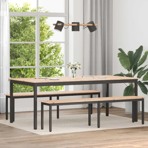 Mesa de Comedor Natural 200 x 100 x 75 cm Madera de Pino Macizo