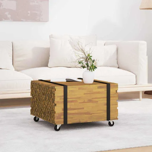 Mesa de Café Marrón 60 x 60 x 38 cm Madera de Teca Maciza