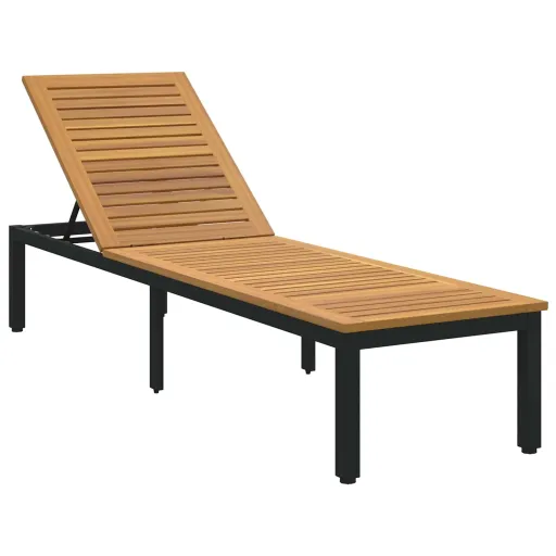Tumbona Negro 200 x 55 x 35 cm Madera de Acacia Sólida