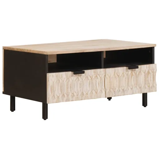 Mesa de Café Con Cajón 80 x 54 x 40 cm Madera de Mango Maciza