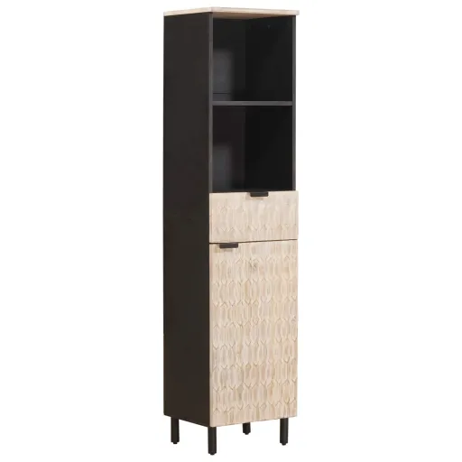 Mueble de Cuarto de Baño Con Estante Negro y 38 x 33 x 160 cm