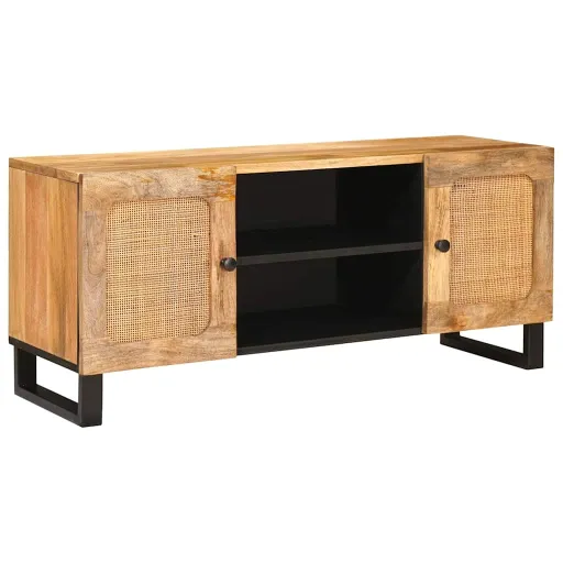 Mueble de TV Marrón 105 x 33 x 46 cm Madera de Mango Maciza