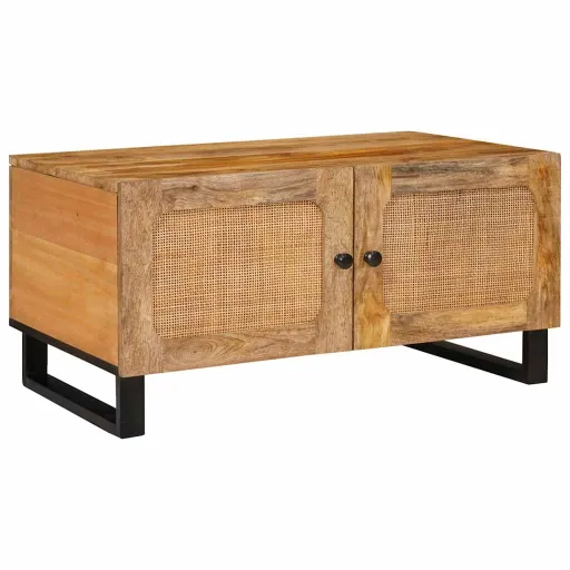 Mesa de Café Natural 80 x 50 x 40 cm Madera de Mango Maciza