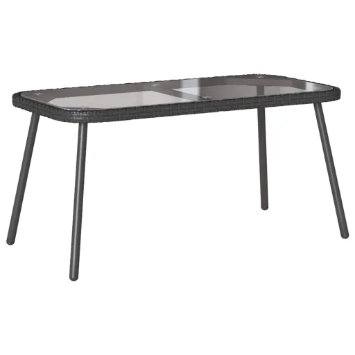 Mesa de Café Negro 90 x 45 x 43 cm Poliratán y Vidrio
