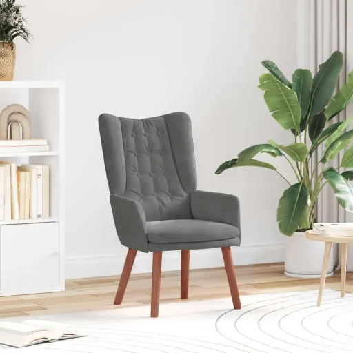 Sillón Gris Oscuro 63 x 67 x 94 cm Terciopelo