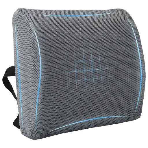 Cojín de Espalda Con Almohada Gris 36 x 30 x 12 cm Malla