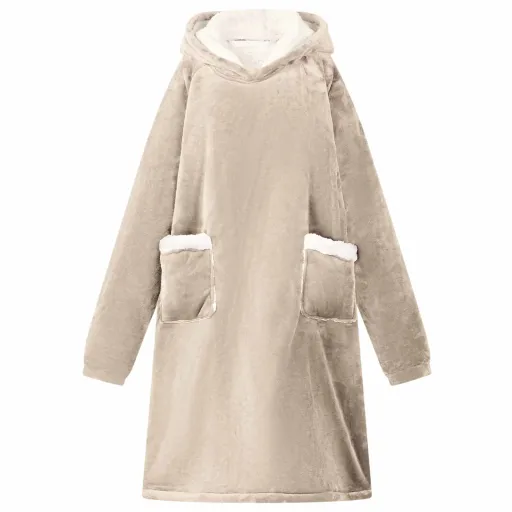 Sudadera Manta Beige M Forro Polar y Franela