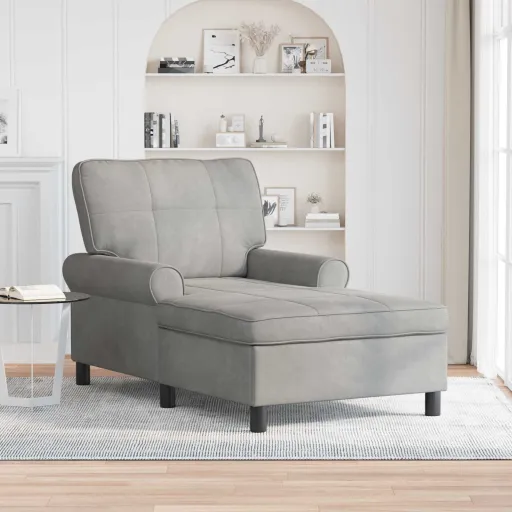 Sillón Reclinable Gris Claro 91 x 157 x 91 cm Terciopelo