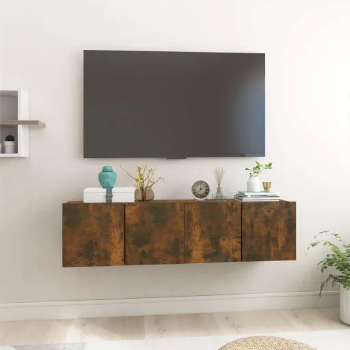 Muebles Para TV Colgantes 2 Uds Roble Ahumado 60x30x30 cm