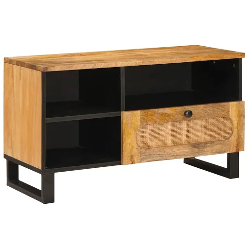 Mueble de TV Marrón 80 x 33 x 46 cm Madera de Mango Maciza