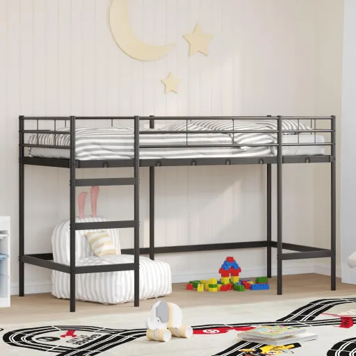 Estructura de Litera Para Niños Negro 74,5 x 190 cm Acero