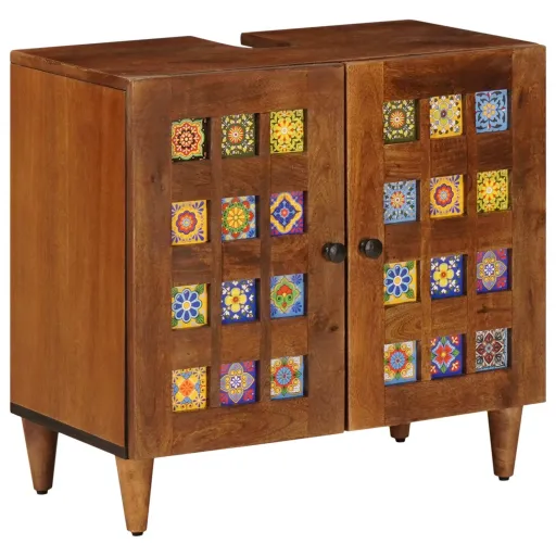 Mueble de Lavabo Para Baño Con Puerta Nogal 62 x 33 x 58 cm