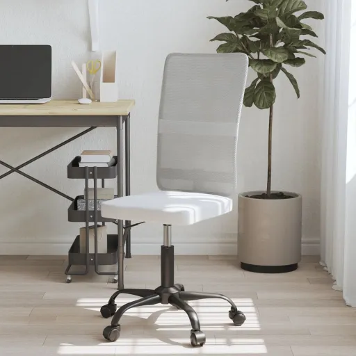 Silla de Oficina Regulable en Altura Tela de Malla Blanca