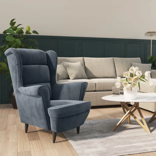Sillón de Terciopelo Gris Oscuro