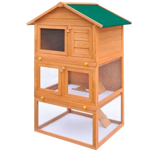 Casa de Animales Pequeños Jaula Conejera 3 Niveles Madera
