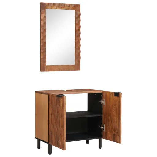 Juegos de Baño Con Almacenamiento   Madera de Acacia Marrón (2 pcs)