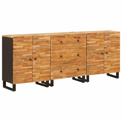 Aparador   Marrón 60 x 33 x 75 cm Madera de Mango Maciza (3 pcs)