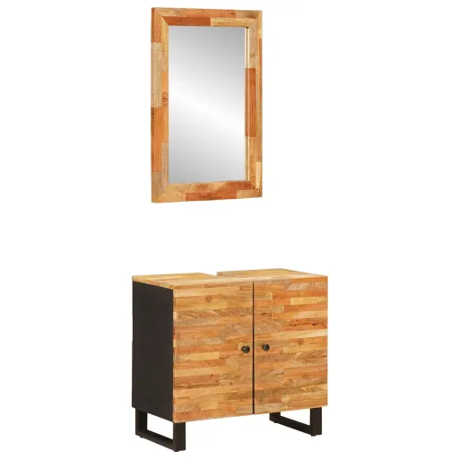 Juegos de Baño Con Puerta   Natural Madera de Mango Maciza (2 pcs)