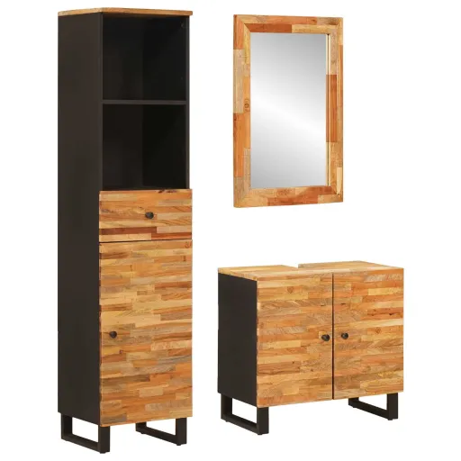 Juegos de Baño Con Cajón Natural Madera de Mango Maciza