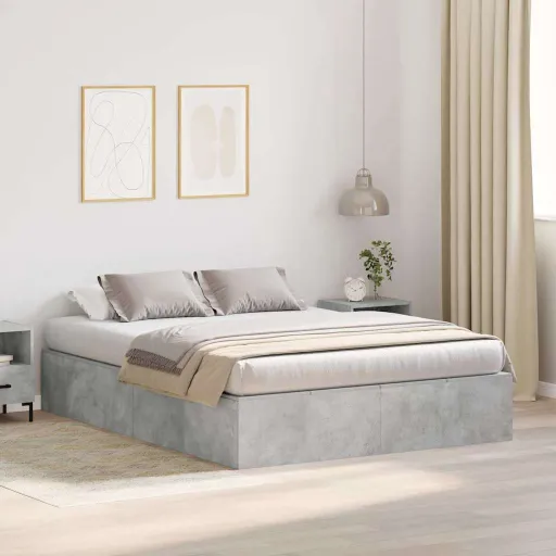 Cama Con Almacenamiento Gris Concreto 140 x 200 cm