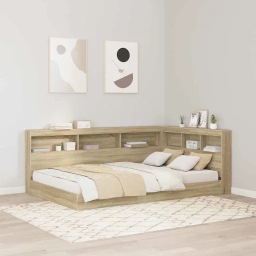 Cama Con Estantería Con Cabecera Roble Sonoma 120 x 190 cm