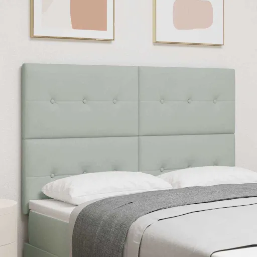 Cabecero LED Con Tira de Luces LED Gris Claro 160 cm Poliéster