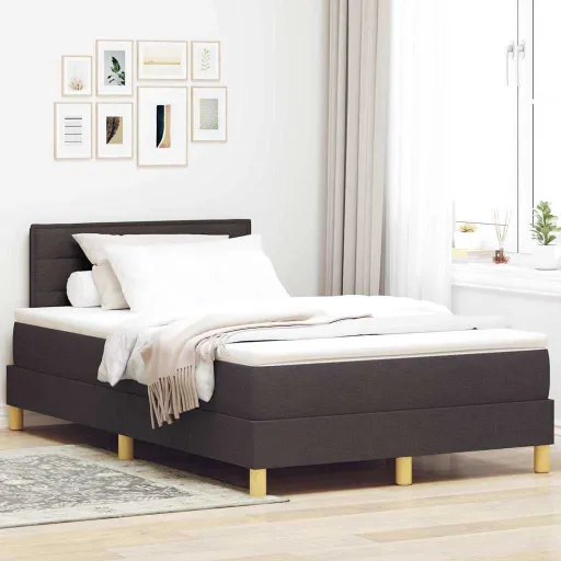 Cama Tipo Box Spring Marrón Oscuro 120 x 200 cm Tela