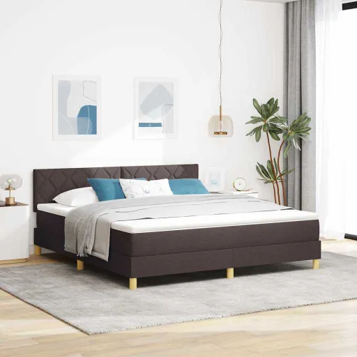 Cama Tipo Box Spring Marrón Oscuro 180 x 200 cm Tela