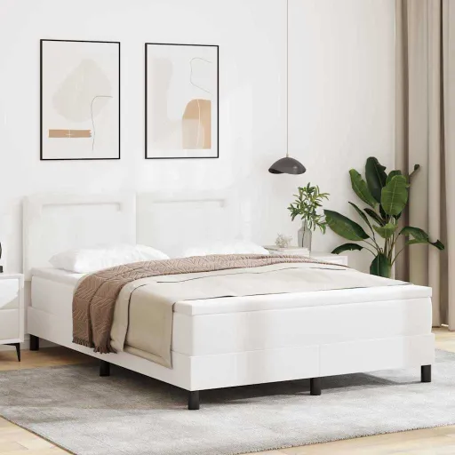Cama Tipo Box Spring Con Colchón 140 x 190 cm Cuero Sintético