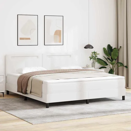 Cama Tipo Box Spring Con Colchón 180 x 200 cm Cuero Sintético