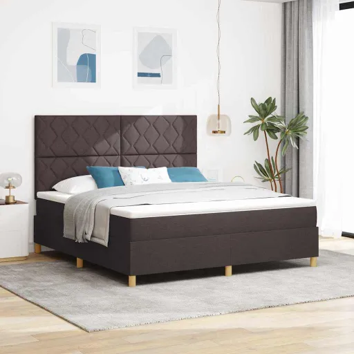 Cama Tipo Box Spring Marrón Oscuro 180 x 200 cm Tela
